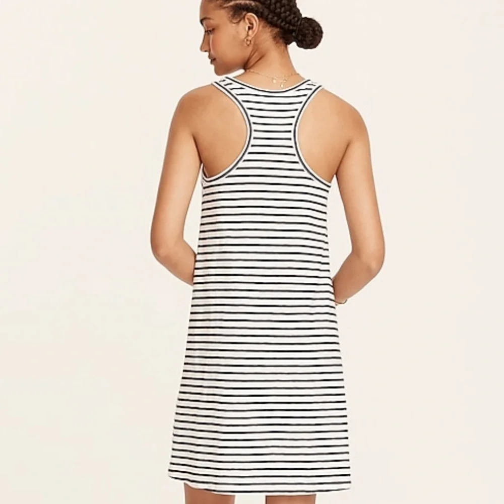 J crew swingy mini tank dress white navy stripes
